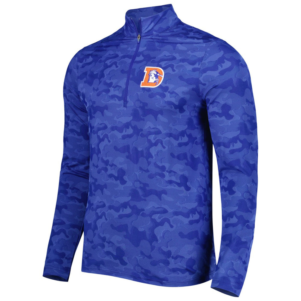 Denver Broncos Antigua Brigade Throwback Quarter-Zip Top Royal - NFL