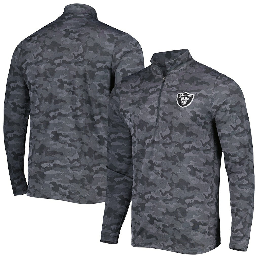 Las Vegas Raiders Antigua Brigade Quarter-Zip Sweatshirt Black - NFL