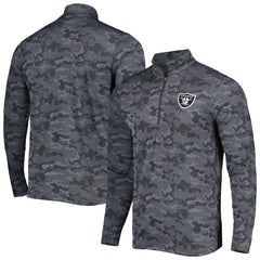 Las Vegas Raiders Antigua Brigade Quarter-Zip Sweatshirt Black - NFL