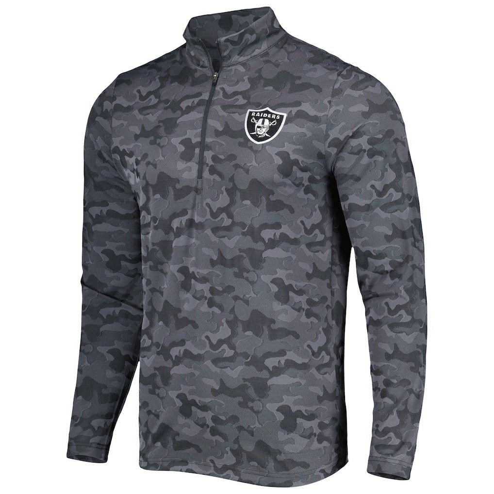 Las Vegas Raiders Antigua Brigade Quarter-Zip Sweatshirt Black - NFL