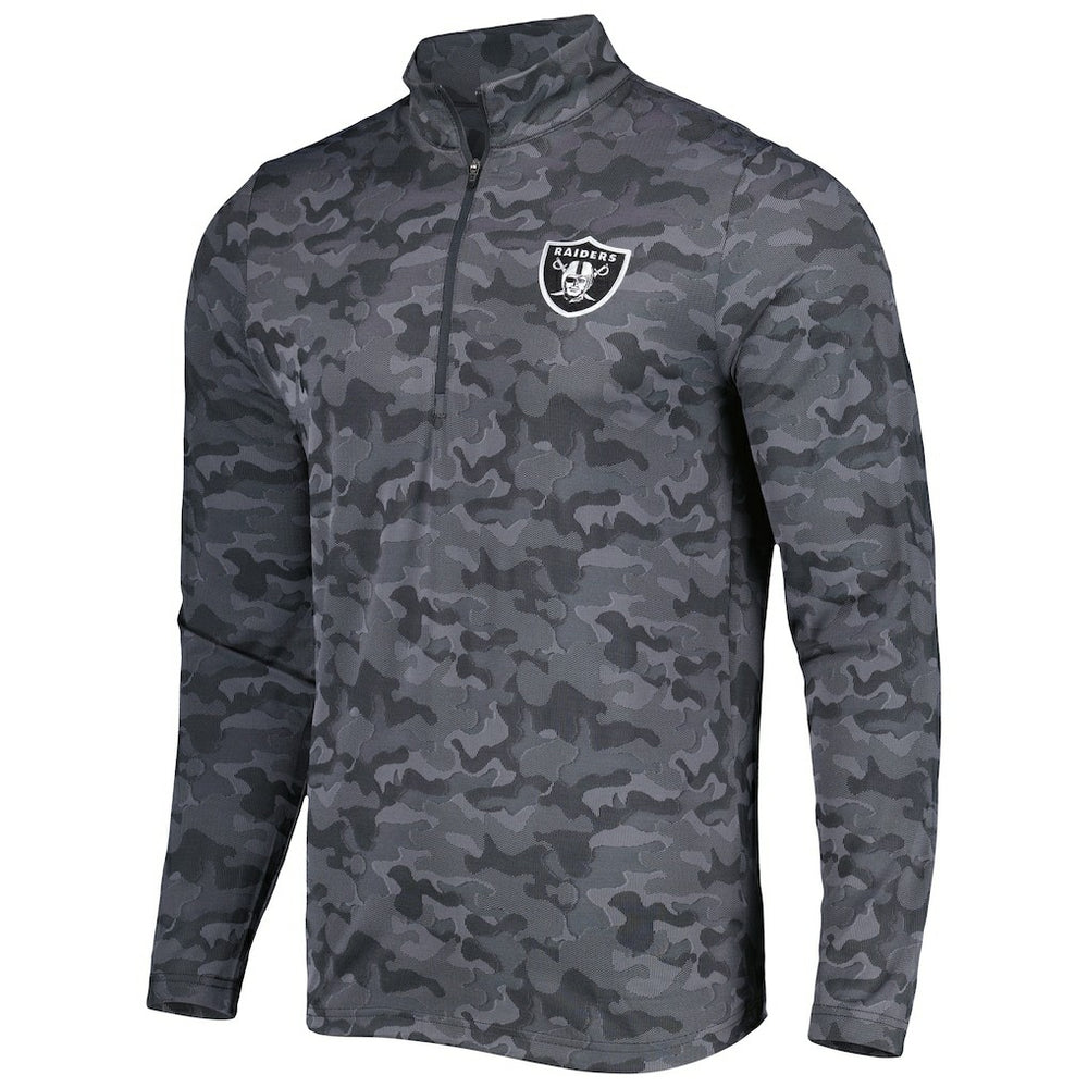 Las Vegas Raiders Antigua Brigade Quarter-Zip Sweatshirt Black - NFL