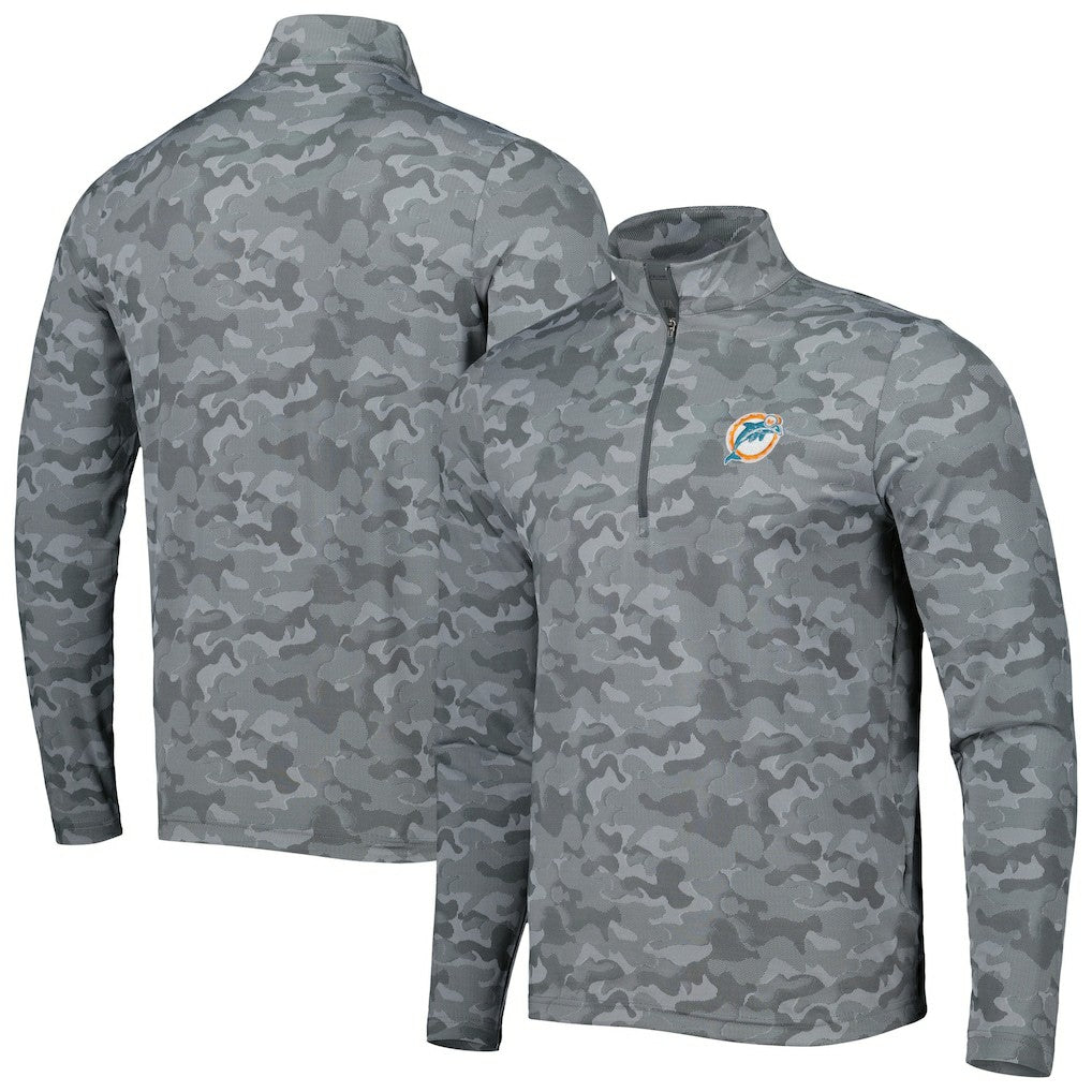 Miami Dolphins Antigua Brigade Throwback Quarter-Zip Top Gray - NFL