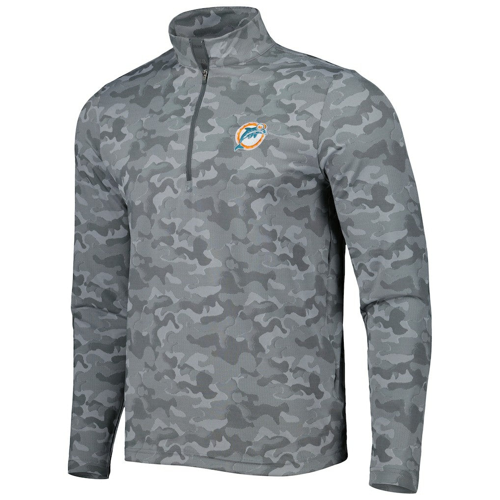 Miami Dolphins Antigua Brigade Throwback Quarter-Zip Top Gray - NFL