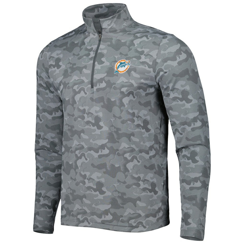 Miami Dolphins Antigua Brigade Throwback Quarter-Zip Top Gray - NFL