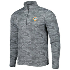 Miami Dolphins Antigua Brigade Throwback Quarter-Zip Top Gray - NFL