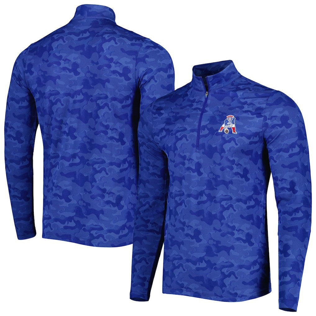 New England Patriots Antigua Brigade Throwback Quarter-Zip Top Royal - NFL