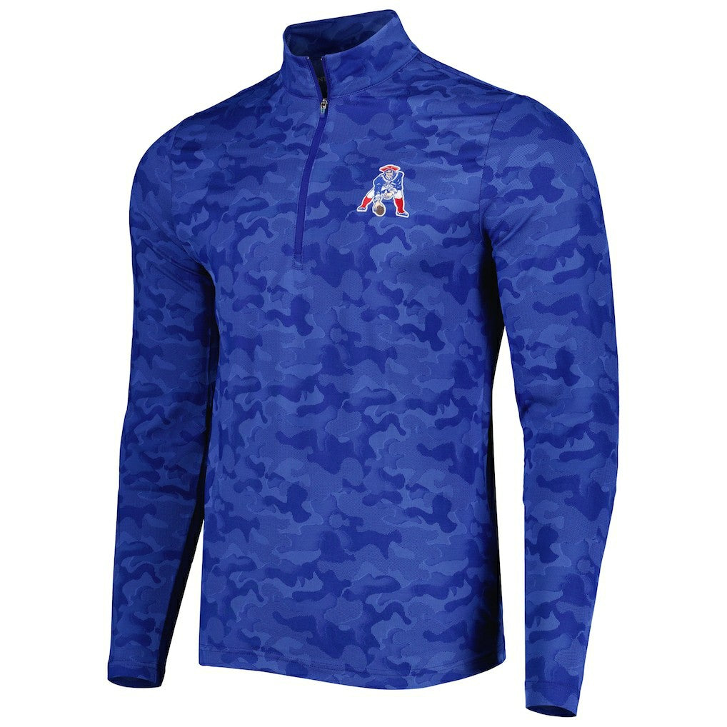 New England Patriots Antigua Brigade Throwback Quarter-Zip Top Royal - NFL