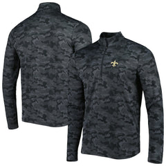 New Orleans Saints Antigua Brigade Quarter-Zip Sweatshirt Black - NFL