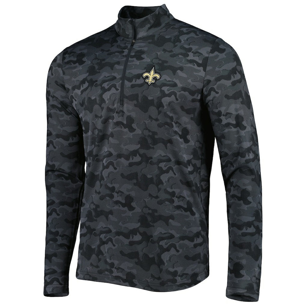 New Orleans Saints Antigua Brigade Quarter-Zip Sweatshirt Black - NFL