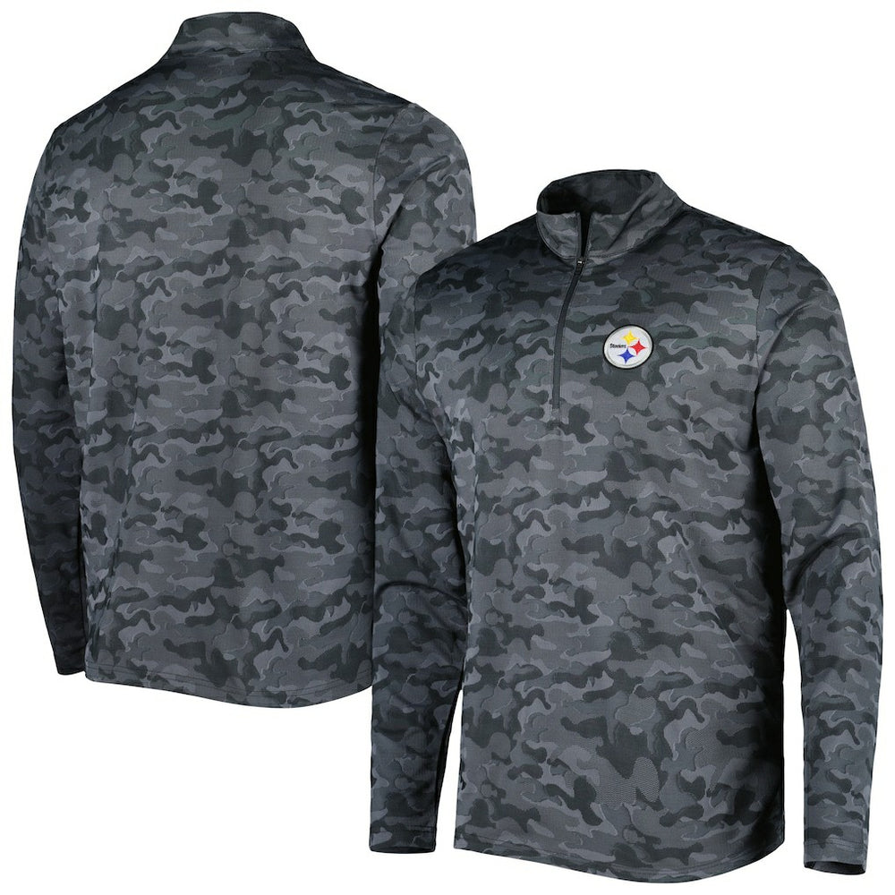 Pittsburgh Steelers Antigua Brigade Quarter-Zip Sweatshirt Black - NFL