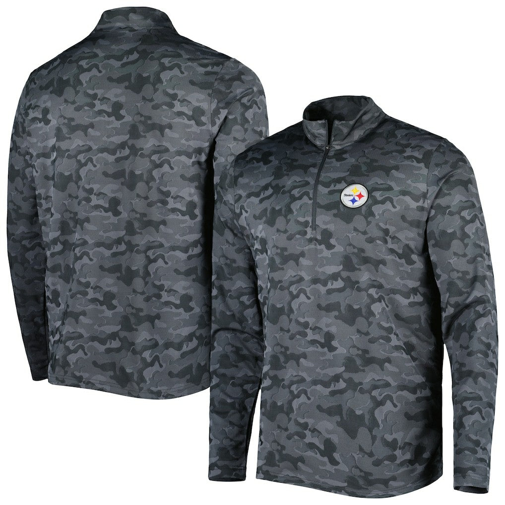 Pittsburgh Steelers Antigua Brigade Quarter-Zip Sweatshirt Black - NFL