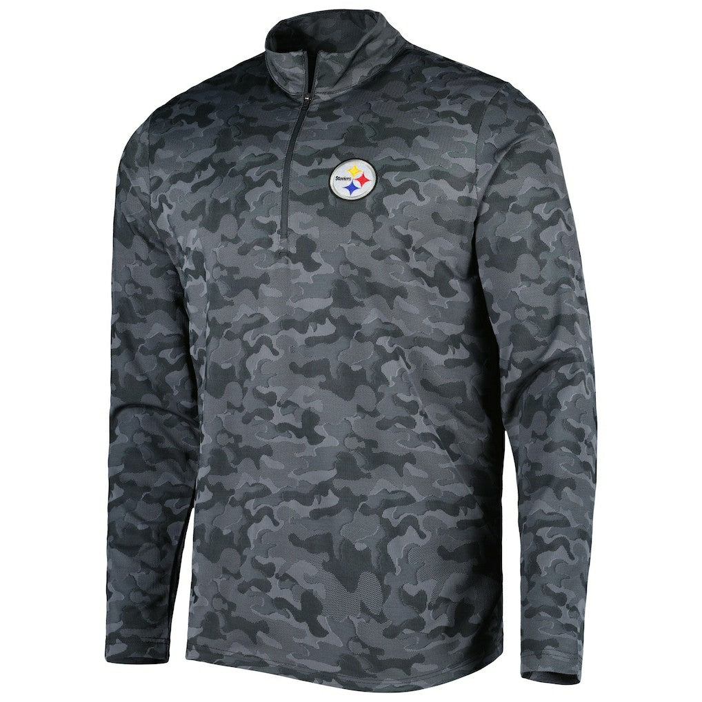 Pittsburgh Steelers Antigua Brigade Quarter-Zip Sweatshirt Black - NFL