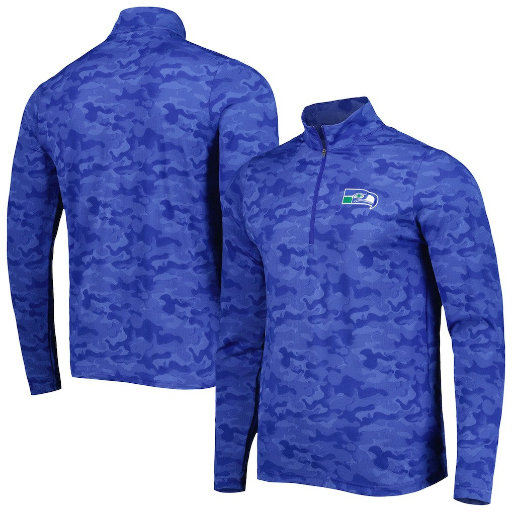 Seattle Seahawks Antigua Brigade Throwback Quarter-Zip Top Royal - NFL