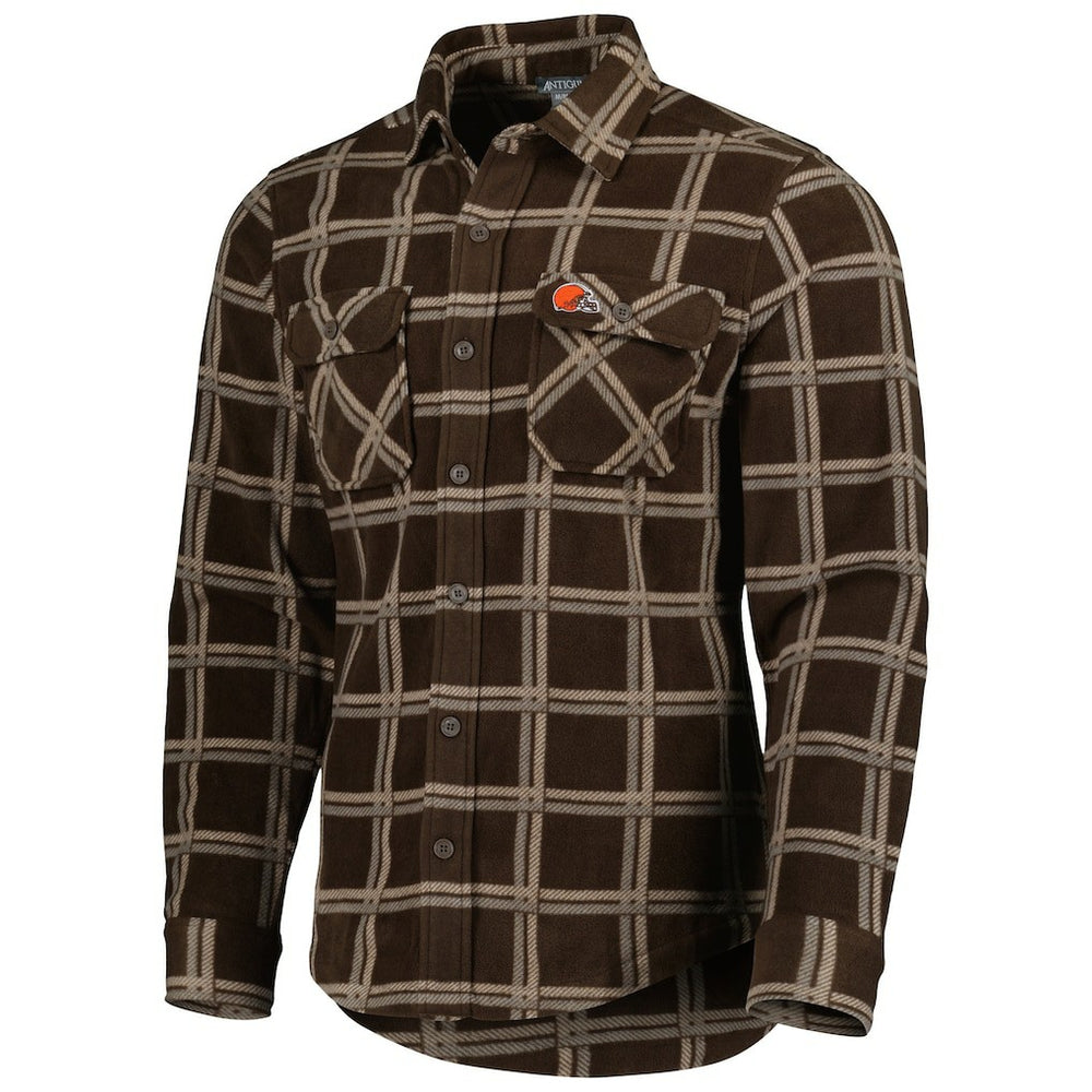 Cleveland Browns Antigua Industry Flannel Button-Up Shirt Jacket Brown - NFL