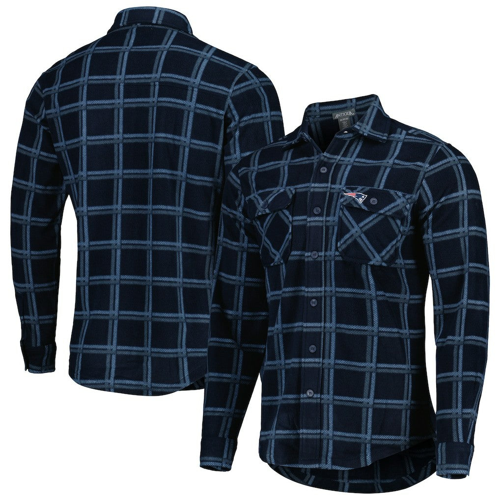 New England Patriots Antigua Industry Flannel Button-Up Shirt Jacket Navy - NFL