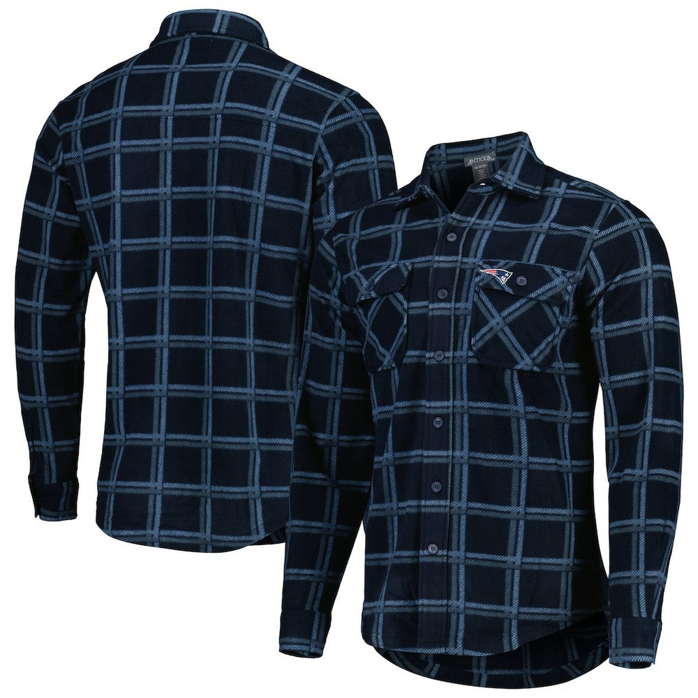 New England Patriots Antigua Industry Flannel Button-Up Shirt Jacket Navy - NFL