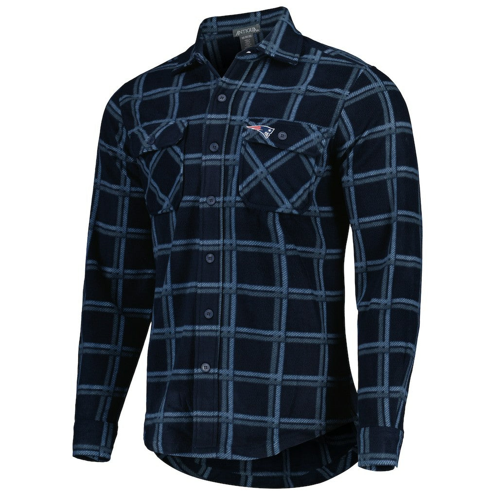 New England Patriots Antigua Industry Flannel Button-Up Shirt Jacket Navy - NFL