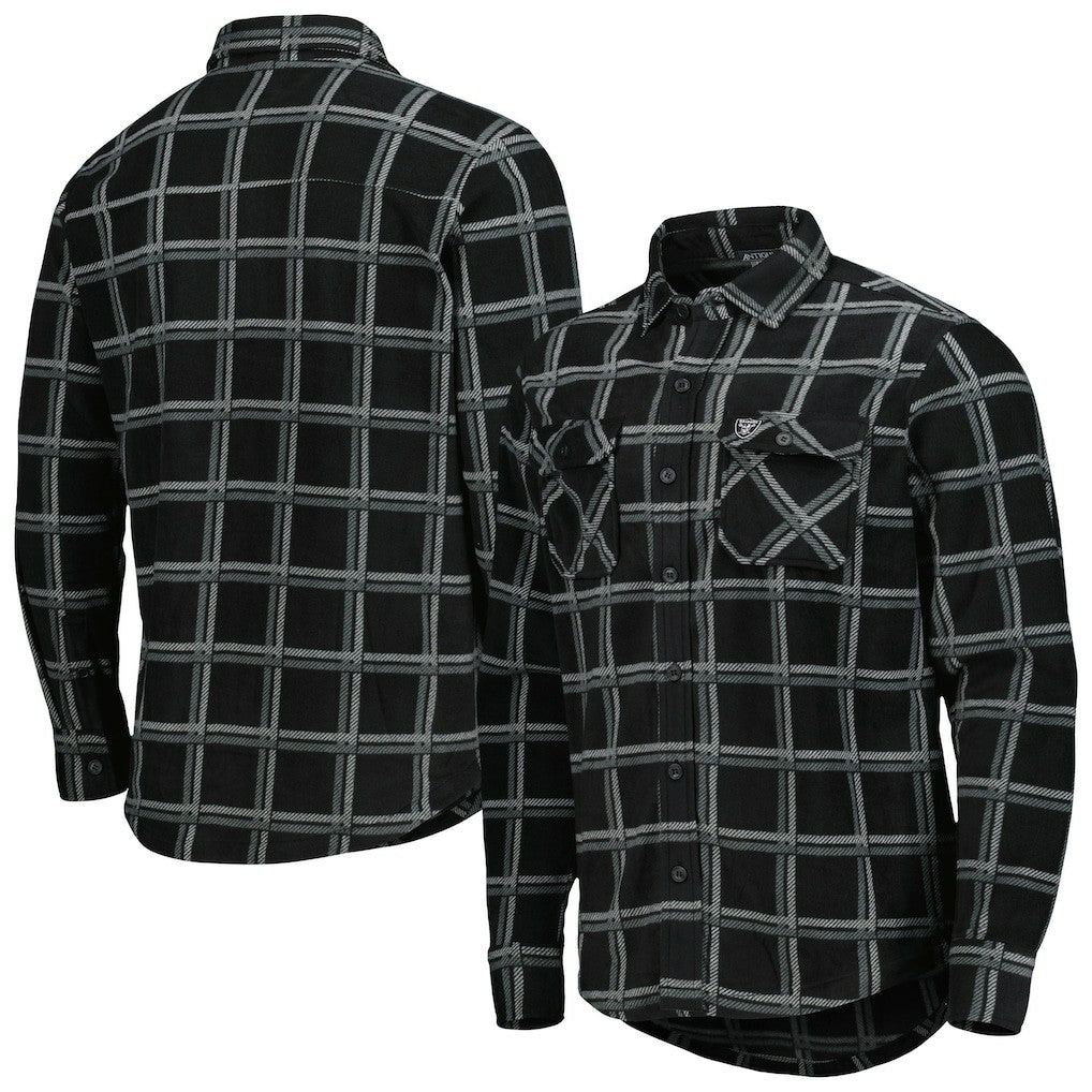 Las Vegas Raiders Antigua Industry Flannel Button-Up Shirt Jacket Black - NFL
