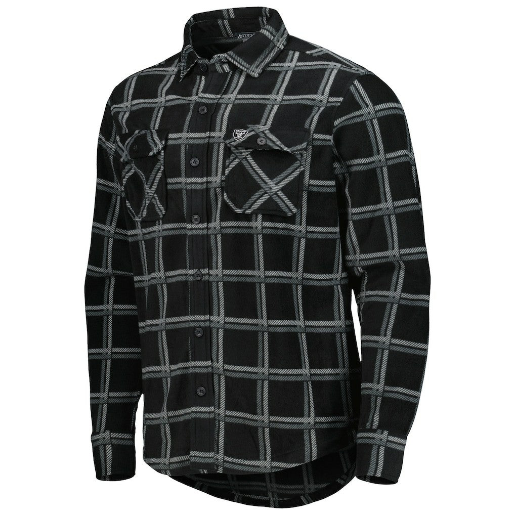 Las Vegas Raiders Antigua Industry Flannel Button-Up Shirt Jacket Black - NFL