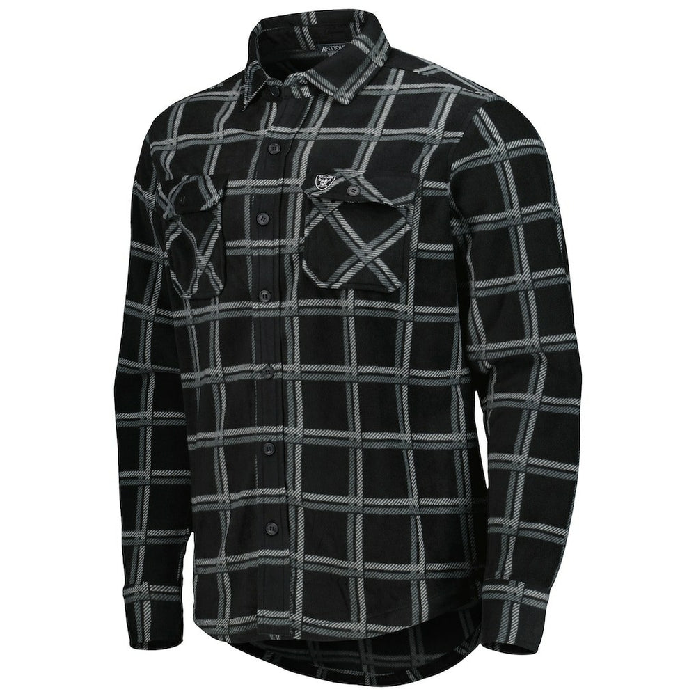 Las Vegas Raiders Antigua Industry Flannel Button-Up Shirt Jacket Black - NFL