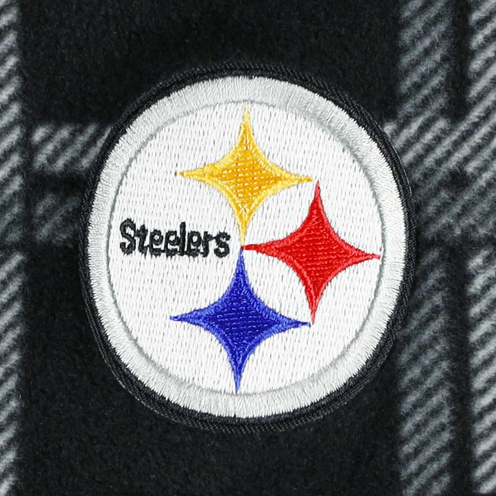 Pittsburgh Steelers Antigua Industry Flannel Button-Up Shirt Jacket Black - NFL