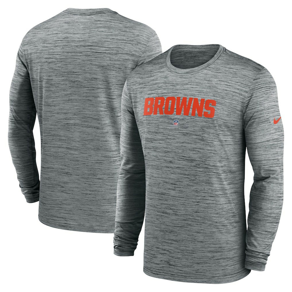 Cleveland Browns Sideline Team Velocity Performance Long Sleeve T-Shirt Heather Gray - Nike