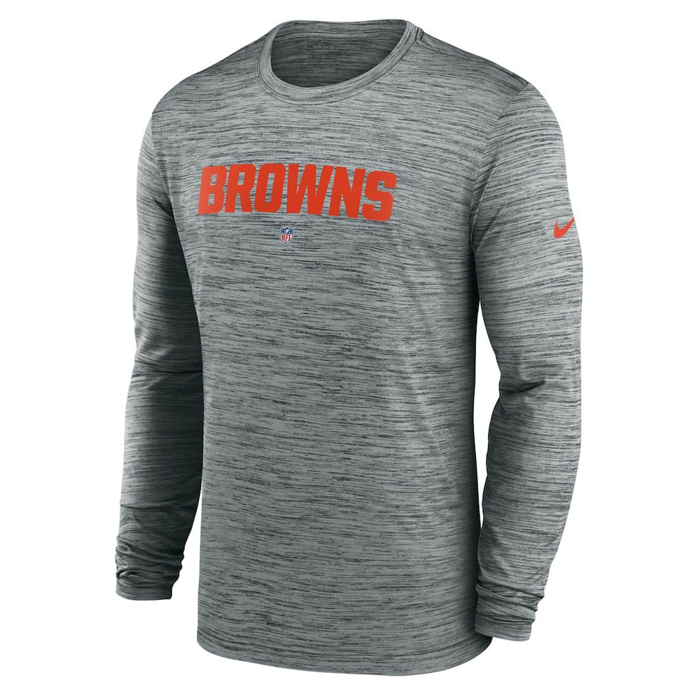 Cleveland Browns Sideline Team Velocity Performance Long Sleeve T-Shirt Heather Gray - Nike