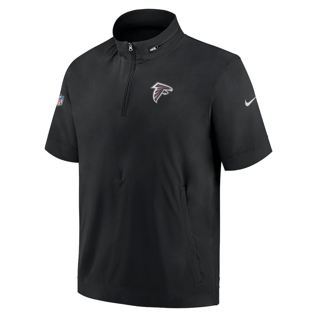 Atlanta Falcons Sideline Coach Short Sleeve Hoodie Quarter-Zip Jacket - Black - Nike