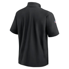 Carolina Panthers Sideline Coach Short Sleeve Hoodie Quarter-Zip Jacket - Black - Nike