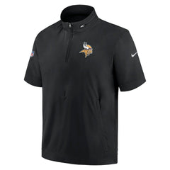 Minnesota Vikings Sideline Coach Short Sleeve Hoodie Quarter-Zip Jacket - Black - Nike