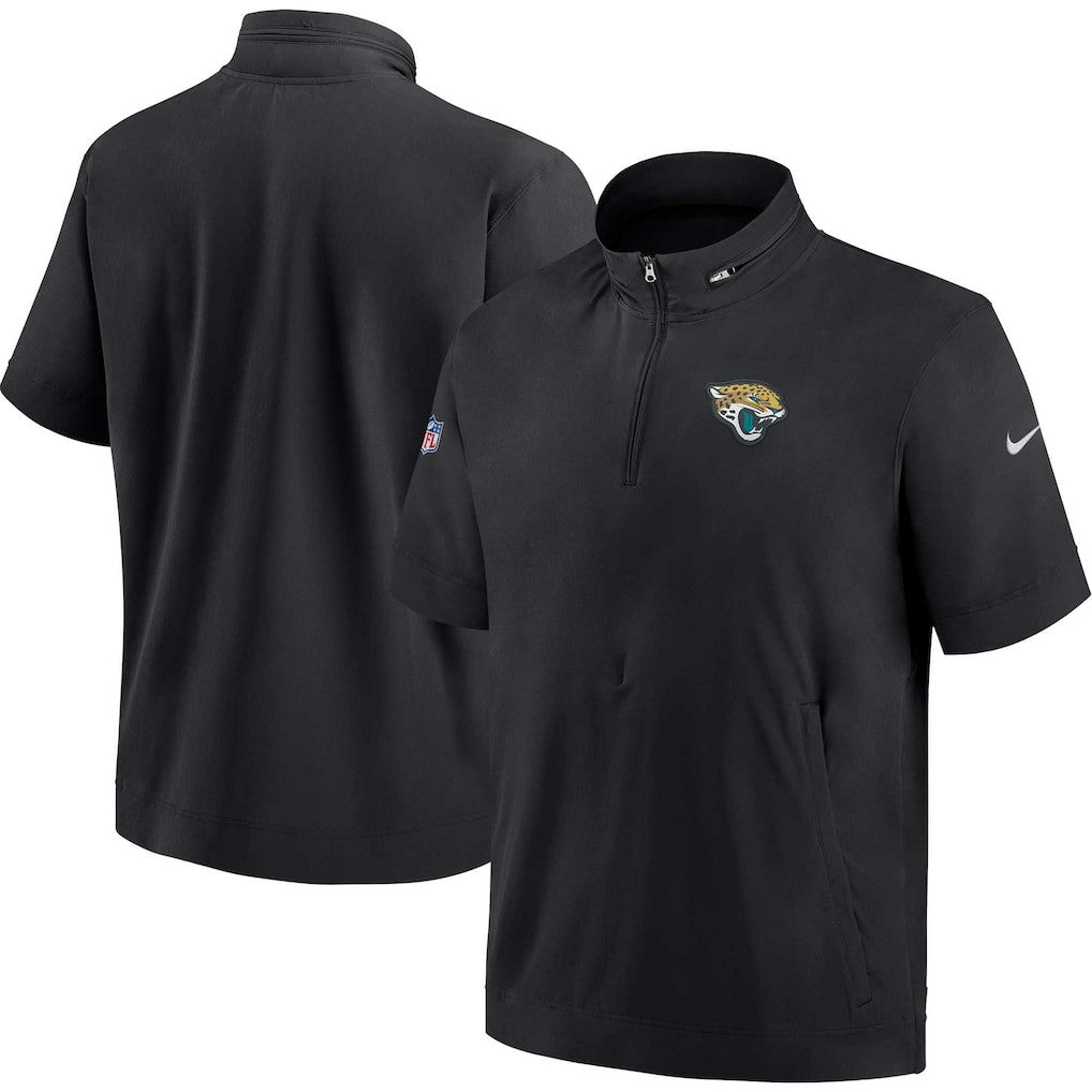 Jacksonville Jaguars Sideline Coach Short Sleeve Hoodie Quarter-Zip Jacket - Black - Nike