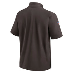 Cleveland Browns Sideline Coach Short Sleeve Hoodie Quarter-Zip Jacket - Brown - Nike