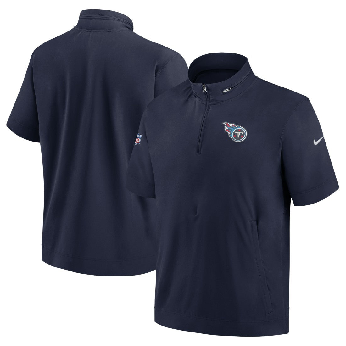 Tennessee Titans Sideline Coach Short Sleeve Hoodie Quarter-Zip Jacket - Navy - Nike