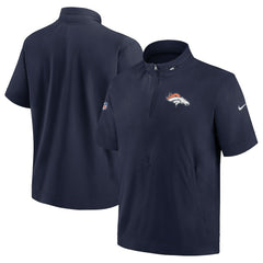 Denver Broncos Sideline Coach Short Sleeve Hoodie Quarter-Zip Jacket - Navy - Nike