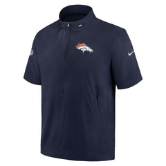 Denver Broncos Sideline Coach Short Sleeve Hoodie Quarter-Zip Jacket - Navy - Nike