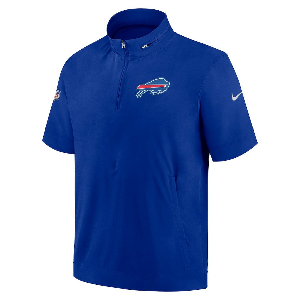 Buffalo Bills Sideline Coach Short Sleeve Hoodie Quarter-Zip Jacket - Royal - Nike