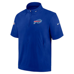 Buffalo Bills Sideline Coach Short Sleeve Hoodie Quarter-Zip Jacket - Royal - Nike