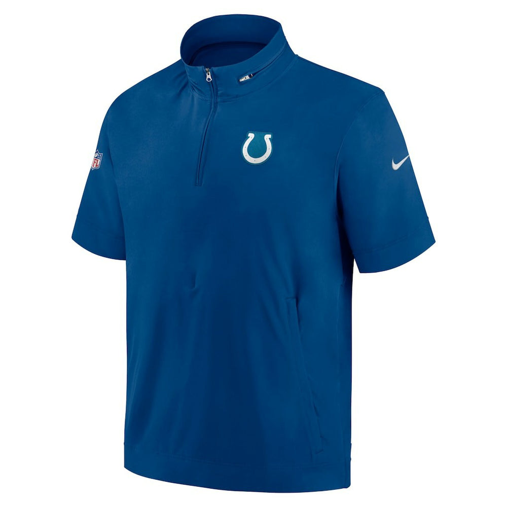 Indianapolis Colts Sideline Coach Short Sleeve Hoodie Quarter-Zip Jacket - Royal - Nike