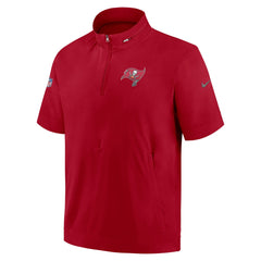 Tampa Bay Buccaneers Sideline Coach Short Sleeve Hoodie Quarter-Zip Jacket - Red - Nike