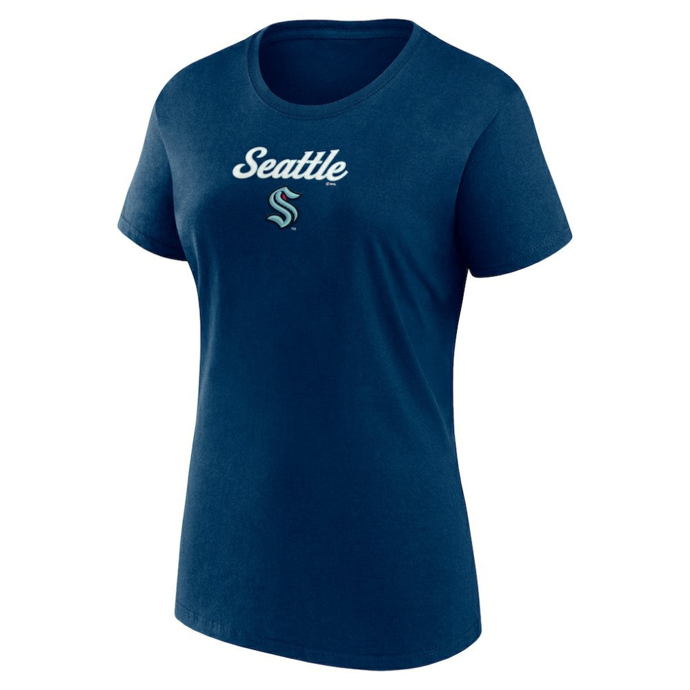 Seattle Kraken Fanatics Women's Script T-Shirt & Shorts Set Navy/Gray