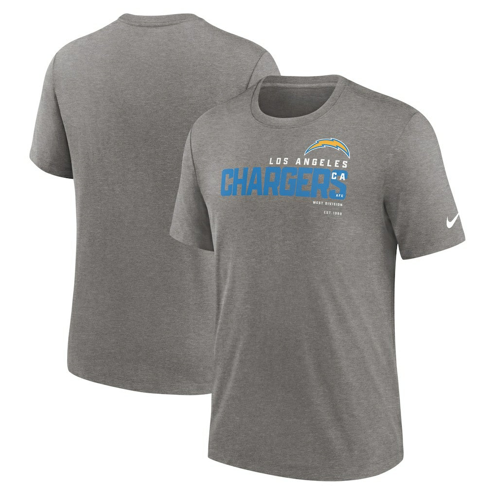 Los Angeles Chargers Team Tri-Blend T-Shirt Heather Charcoal - Nike