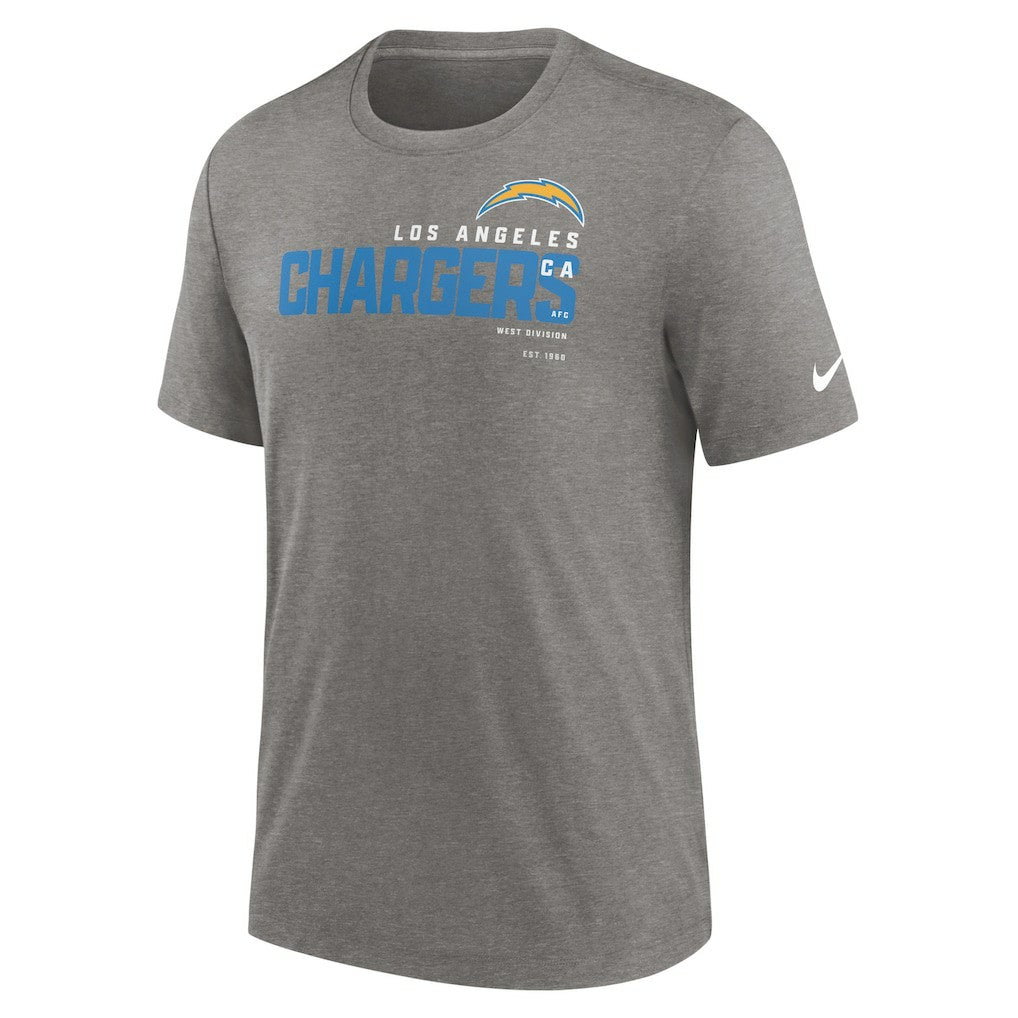 Los Angeles Chargers Team Tri-Blend T-Shirt Heather Charcoal - Nike