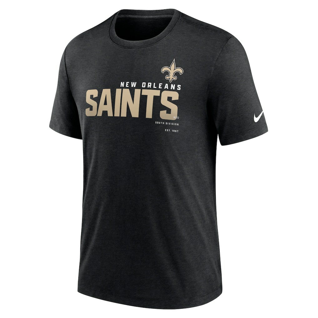 New Orleans Saints Team Tri-Blend T-Shirt Heather Black - Nike