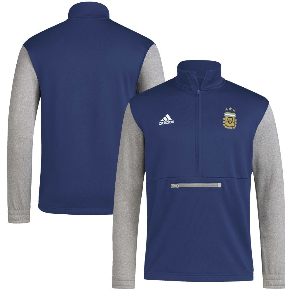 Adidas Argentina National Team Crest Long Sleeve Half-Zip Top - Navy