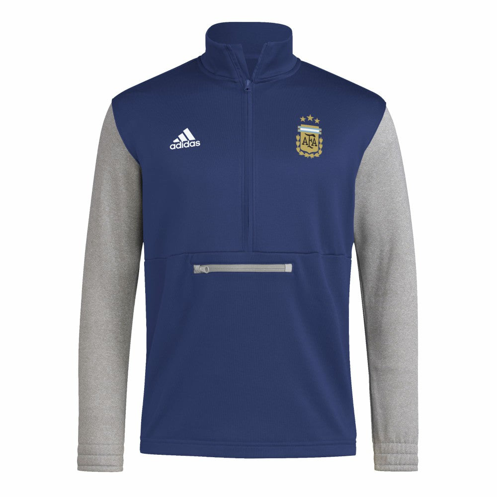 Adidas Argentina National Team Crest Long Sleeve Half-Zip Top - Navy