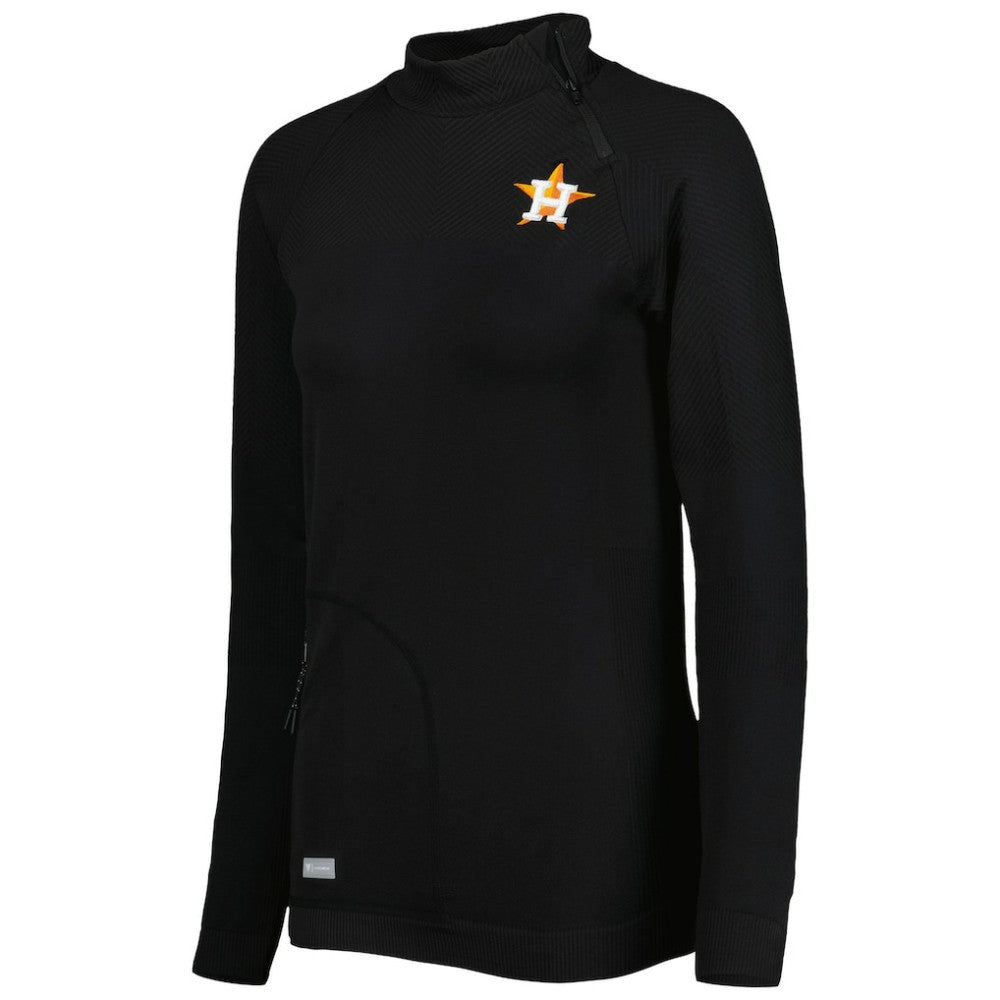 Houston Astros Levelwear Women's Verse Asymmetrical Raglan Tri-Blend Quarter-Zip Jacket Clearance