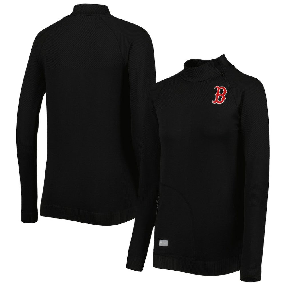 Boston Red Sox Levelwear Women's Verse Asymmetrical Raglan Tri-Blend Quarter-Zip Jacket Clearance