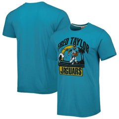 Fred Taylor Jacksonville Jaguars Homage Unisex Caricature Retired Player Tri-Blend T-Shirt Teal - NFL