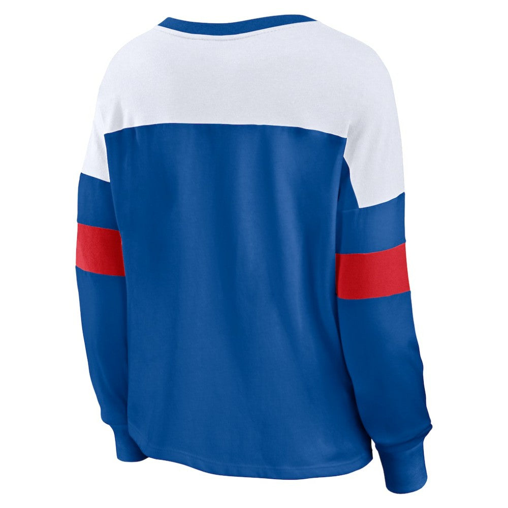 Chicago Cubs Fanatics Women's Even Match Lace-Up Long Sleeve V-Neck T-Shirt Online