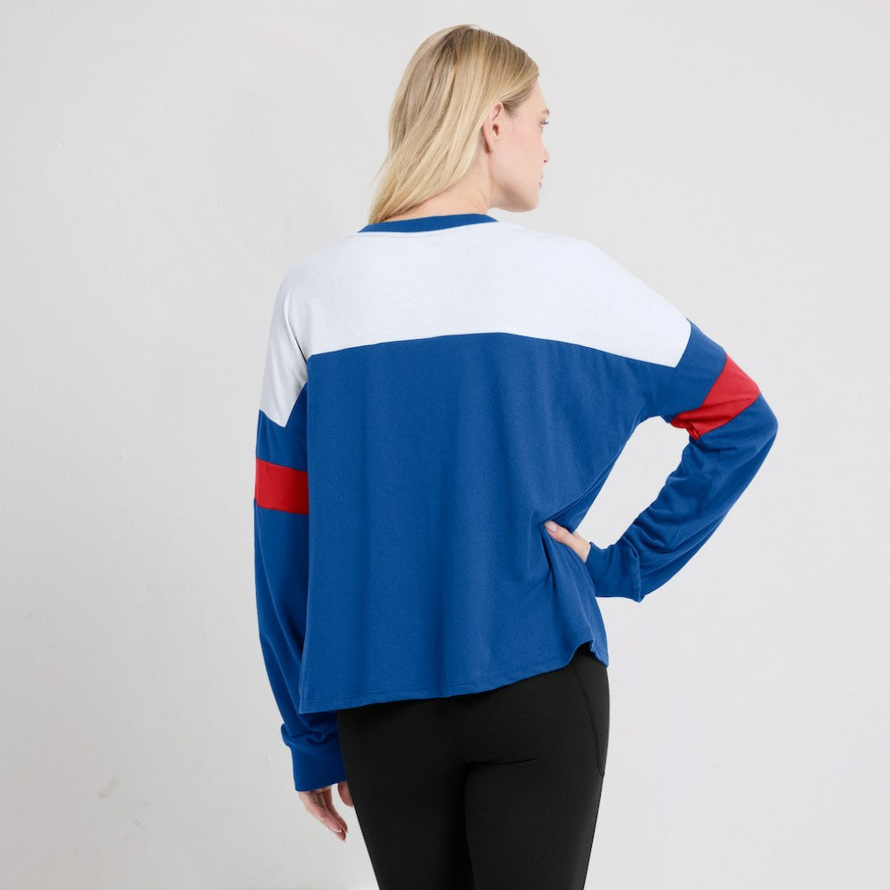 Chicago Cubs Fanatics Women's Even Match Lace-Up Long Sleeve V-Neck T-Shirt Online